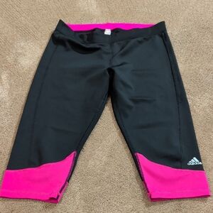 Adidas Black and Pink Capri Leggings